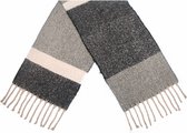 sjaal Blokken dames 180 x 50 cm polyester grijs/zwart