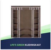 Life's Green® KM1B XXL opvouwbare kledingkast – Opbergkast – stalen frame met 225KG draagkracht – duurzaam design stoffen garderobekast – 12 opslag planken en 1 ophangstang – Campi