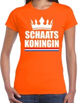 Oranje schaats koningin shirt met kroon dames - Sport / hobby kleding XS