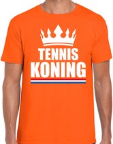 Oranje tennis koning shirt met kroon heren - Sport / hobby kleding S