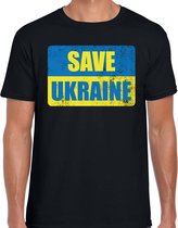 Save Ukraine t-shirt zwart heren - Oekraine protest/ demonstratie shirt met Oekraiense vlag M