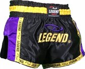 kickboksshort unisex satijn zwart/geel/paars mt XL