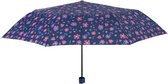 paraplu Bloemen dames 96 cm microfiber donkerblauw