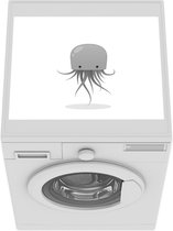 Wasmachine beschermer mat - een roze kwal - zwart wit - Breedte 55 cm x hoogte 45 cm