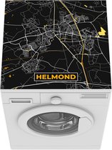 Wasmachine beschermer mat - Plattegrond - Helmond - Goud - Zwart - Breedte 60 cm x hoogte 60 cm - Stadskaart