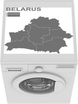 Wasmachine beschermer mat - Illustratie van Wit-Rusland in het grijs - zwart wit - Breedte 55 cm x hoogte 45 cm