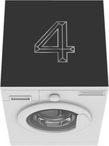 Wasmachine beschermer mat - Nummer 4 in kleur - zwart wit - Breedte 60 cm x hoogte 60 cm