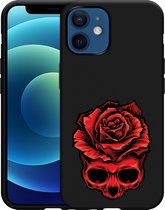 iPhone 12/12 Pro Hoesje Zwart Red Skull - Designed by Cazy