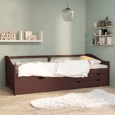 Bedbank 3-zits met lades grenenhout donkerbruin 90x200 cm