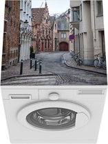 Wasmachine beschermer mat - Brugge - Fiets - België - Breedte 60 cm x hoogte 60 cm