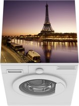 Wasmachine beschermer mat - Woonboot - Eiffeltoren - Avond - Breedte 60 cm x hoogte 60 cm