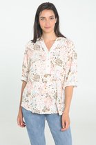 Cassis - Female - Linnen blouse met dierenhuidprint  - Ecru