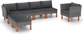 7-delige Loungeset poly rattan en eucalyptushout grijs