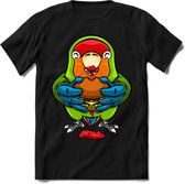 Lekkerbek papegaai T-Shirt Grappig | Dieren vogel agapornis Kleding Kado Heren / Dames | Fastfood Cadeau shirt - Zwart - 3XL