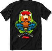 Lekkerbek papegaai T-Shirt Grappig | Dieren vogel agapornis Kleding Kado Heren / Dames | Fastfood Cadeau shirt - Zwart - S