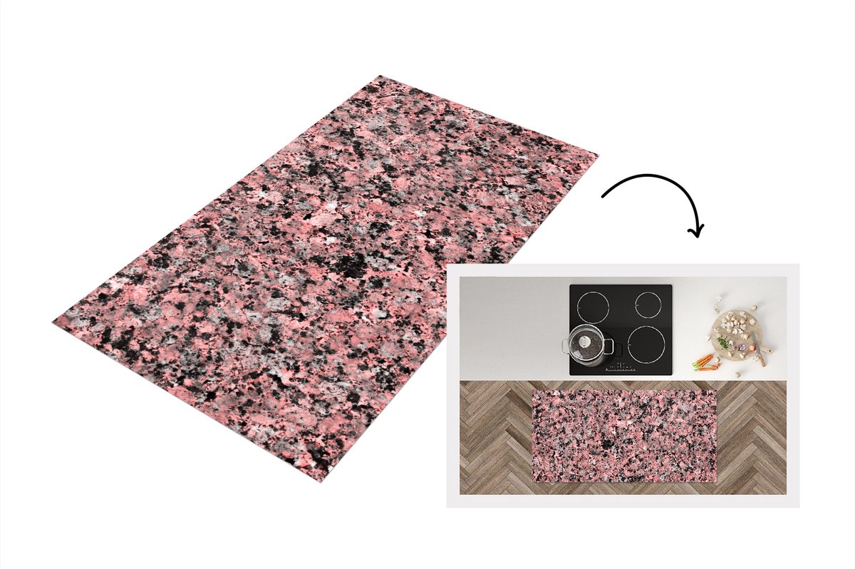 KitchenYeah Keukenloper - Loper keuken - Roze - Zwart - Graniet - Kristallen - Keukenloper vinyl, foto 2