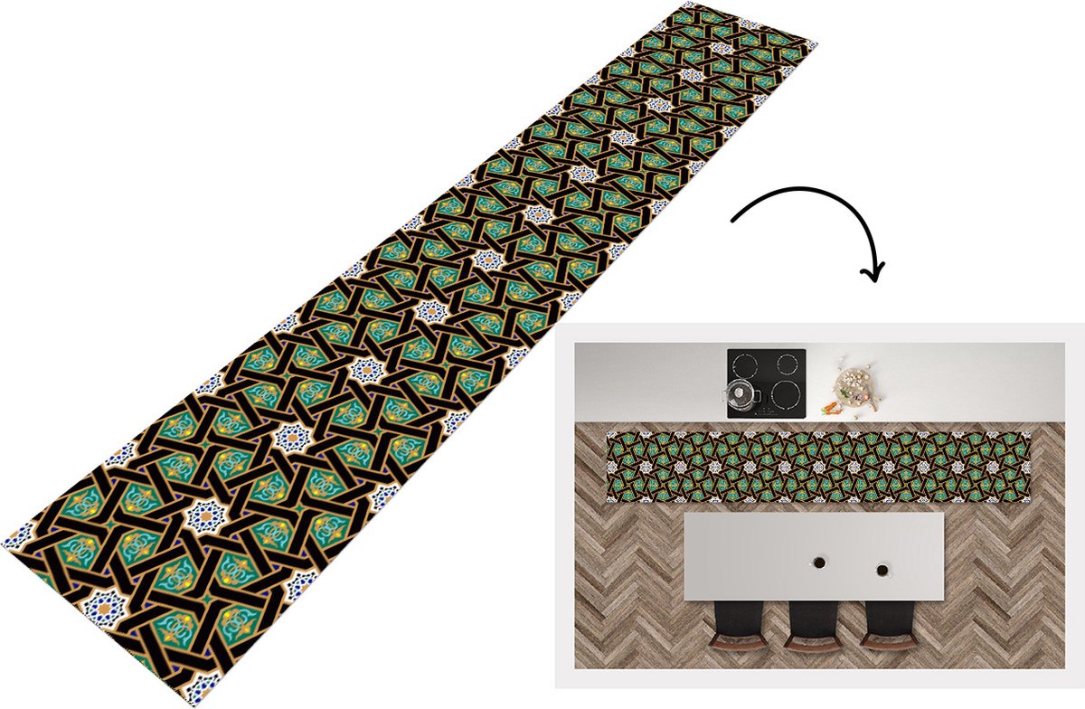 KitchenYeah Keukenloper - Loper keuken - Oriëntaal - Patroon - Arabisch - Sterren - Keukenloper vinyl multicolor, foto 5