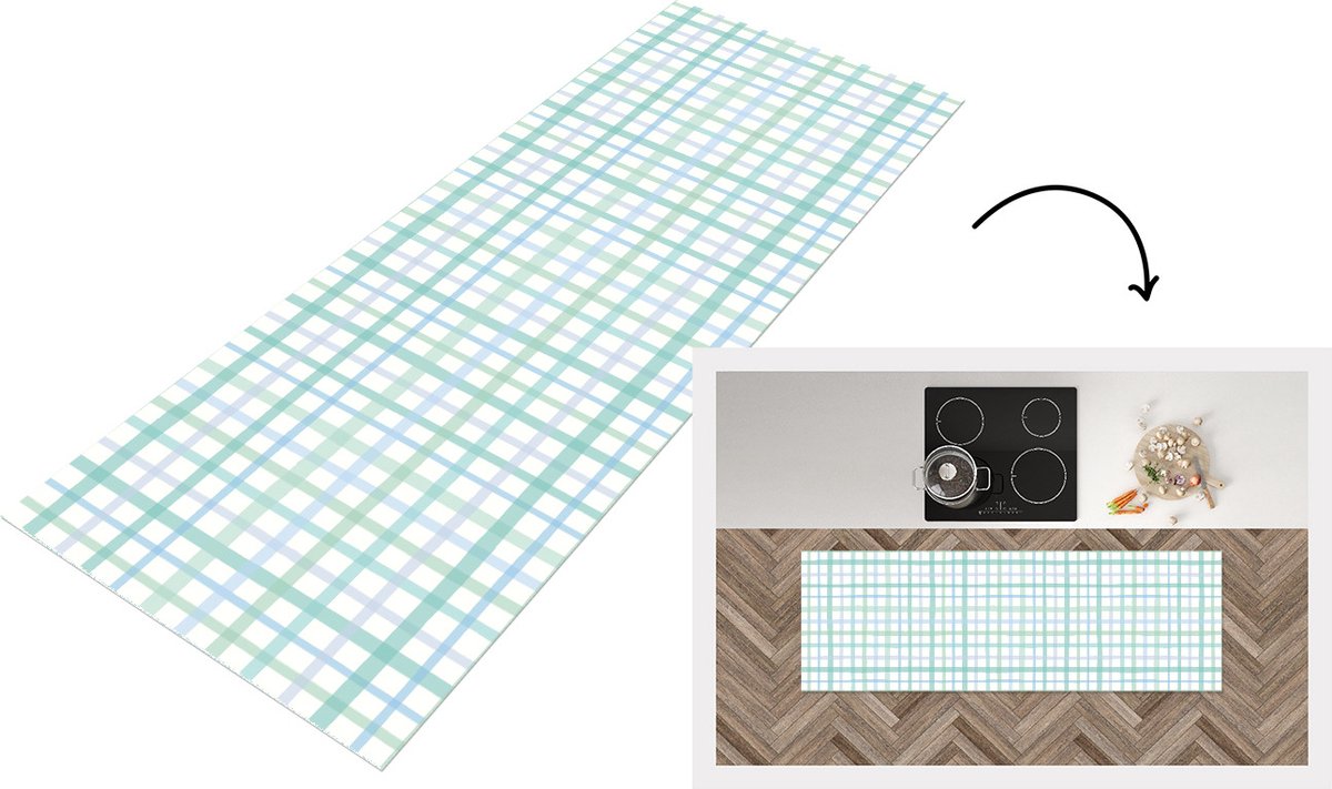 KitchenYeah Keukenloper - Loper keuken - Pastel - Patronen - Blauw - Keukenloper vinyl, foto 4