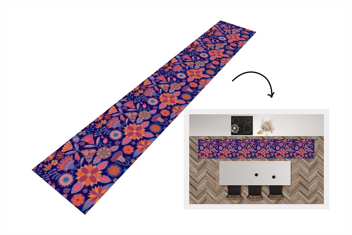 Keukenloper - Loper keuken - Vlinder - Bloemen - Patronen - 300x50 cm - Keukenloper vinyl