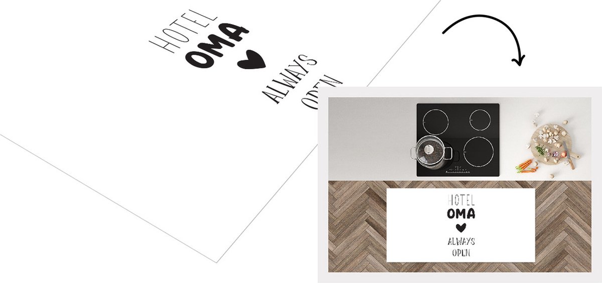 KitchenYeah Keukenloper - Loper keuken - Spreuken - Quotes Hotel Oma Always Open - Grootouders - Spreuken - 120x60 cm - Keukenloper vinyl Multicolor
