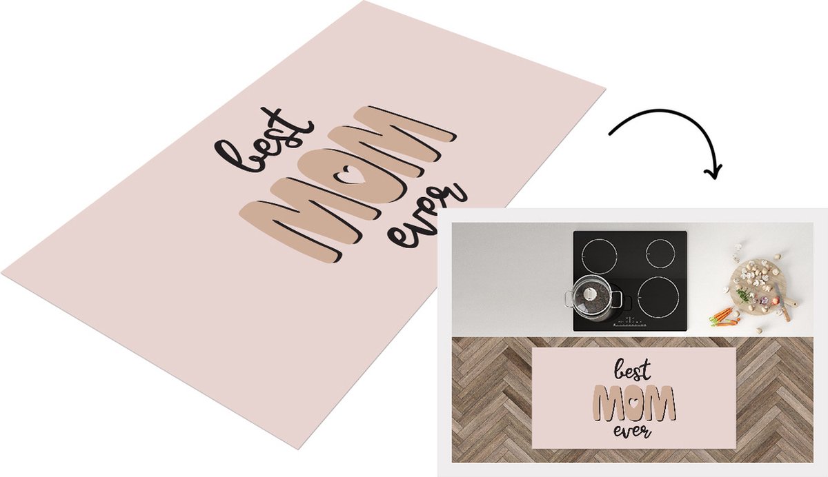KitchenYeah Keukenloper - Loper keuken - Spreuken - Quotes Best Mom Ever - Moederdag - Mama - 120x60 cm - Keukenloper vinyl Multicolor