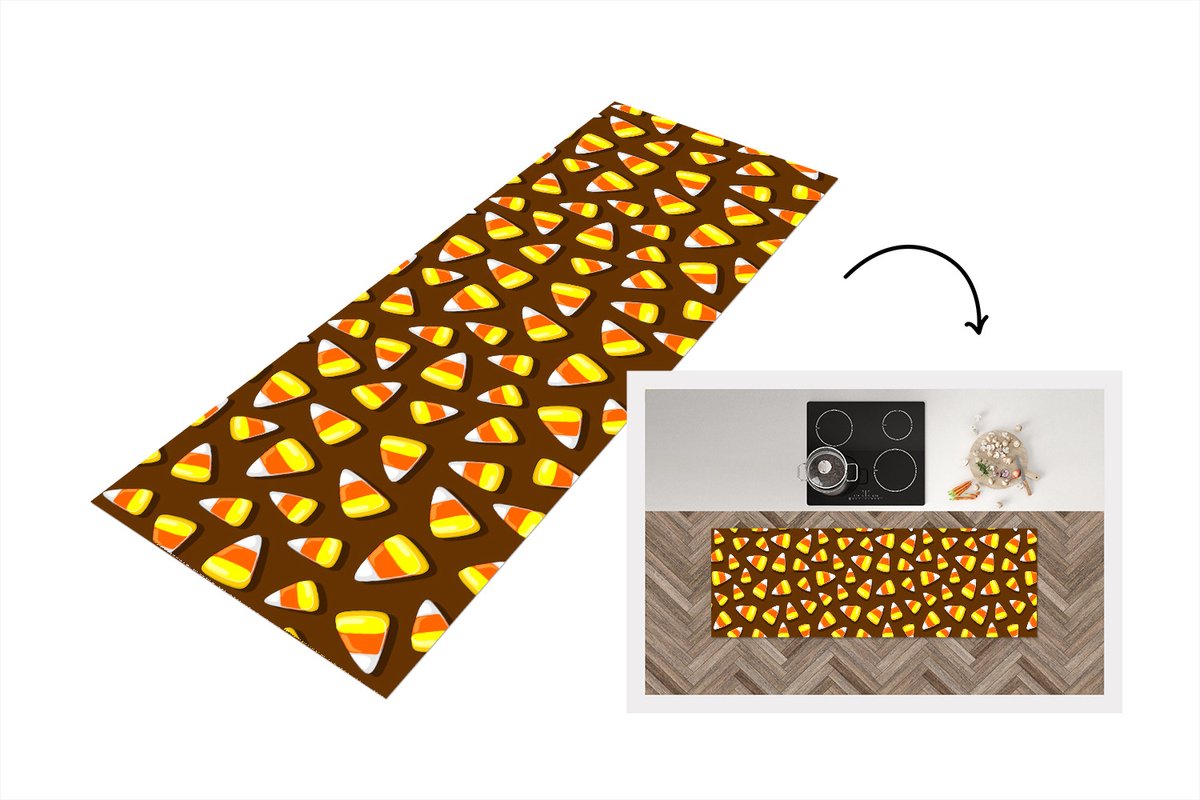 KitchenYeah Keukenloper - Loper keuken - Eten - Patroon - Snoep - 150x50 cm - Keukenloper vinyl Multicolor