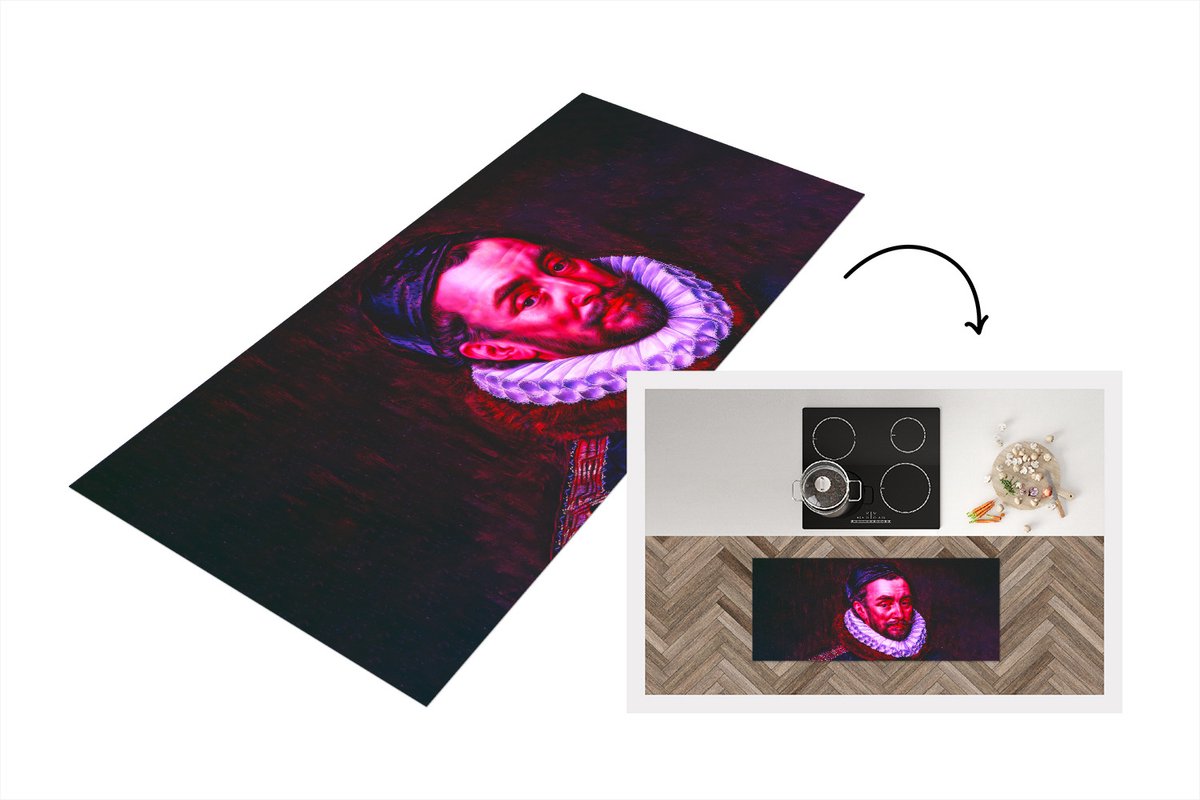 KitchenYeah Keukenloper - Loper keuken - Kunst - Willem van Oranje - Roze - 120x50 cm - Keukenloper vinyl Multicolor