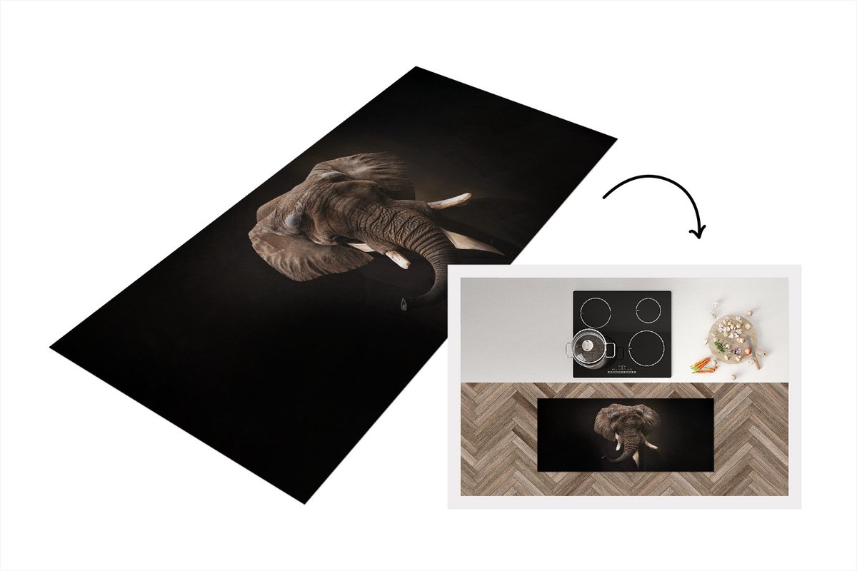 KitchenYeah Keukenloper - Loper keuken - Olifant - Kunst - Oude meesters - 120x50 cm - Keukenloper vinyl Multicolor