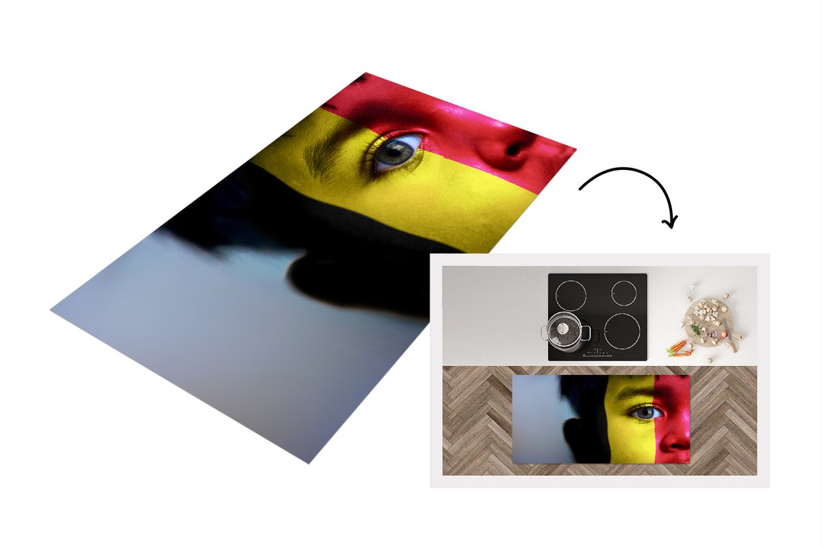 KitchenYeah Keukenloper - Loper keuken - Vlag van België - 120x60 cm - Keukenloper vinyl Multicolor