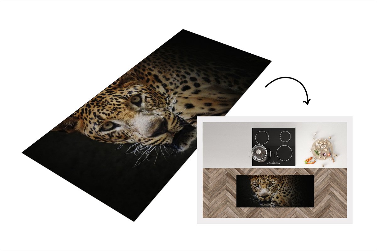KitchenYeah Keukenloper - Loper keuken - Luipaard - Wilde dieren - Licht - 120x50 cm - Keukenloper vinyl Multicolor