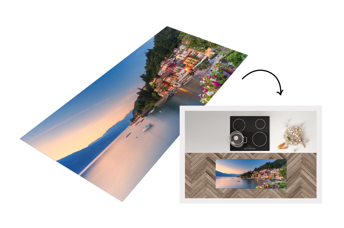 KitchenYeah Keukenloper - Loper keuken - Italië - Zonsondergang - Meer - 120x50 cm - Keukenloper vinyl Multicolor