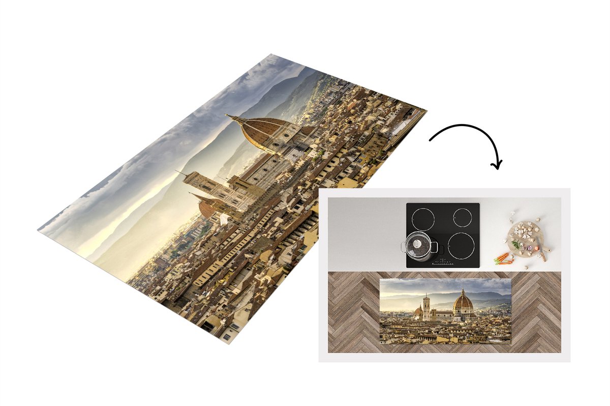 KitchenYeah Keukenloper - Loper keuken - Italië - Zonsondergang - Florence - 120x60 cm - Keukenloper vinyl Multicolor