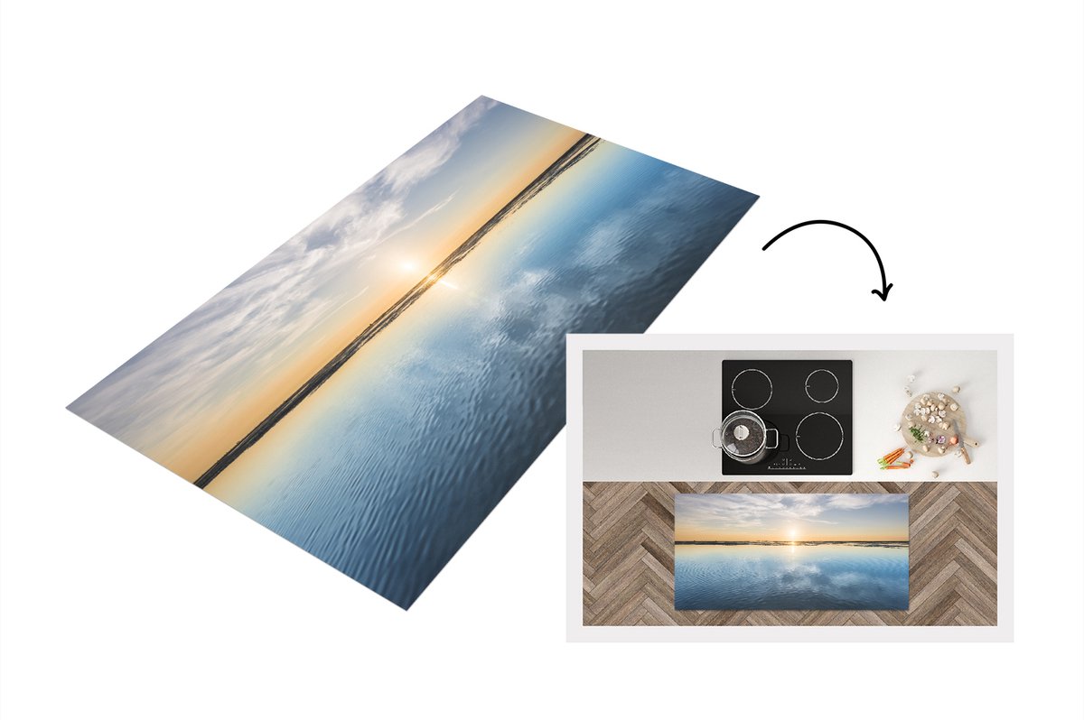 KitchenYeah Keukenloper - Loper keuken - Waddeneilanden - Water - Zon - 120x60 cm - Keukenloper vinyl Multicolor