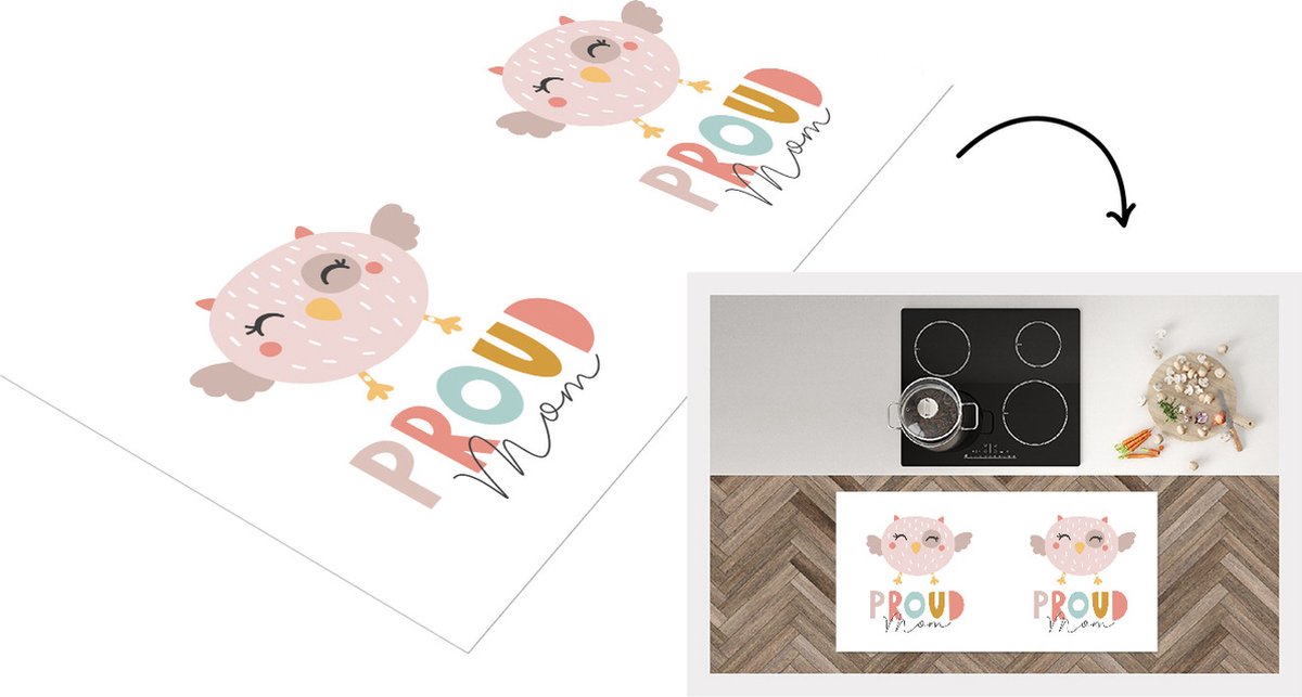 KitchenYeah Keukenloper - Loper keuken - Spreuken - Proud mom - Mama - Quotes - 120x60 cm - Keukenloper vinyl Multicolor