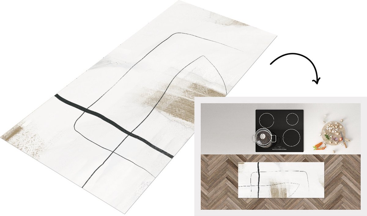 KitchenYeah Keukenloper - Loper keuken - Verf - Abstract - Minimalisme - 120x50 cm - Keukenloper vinyl Multicolor