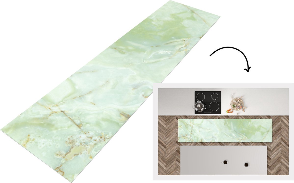 KitchenYeah Keukenloper - Loper keuken - Gekleurd gesteente met tinten - 200x50 cm - Keukenloper vinyl Multicolor