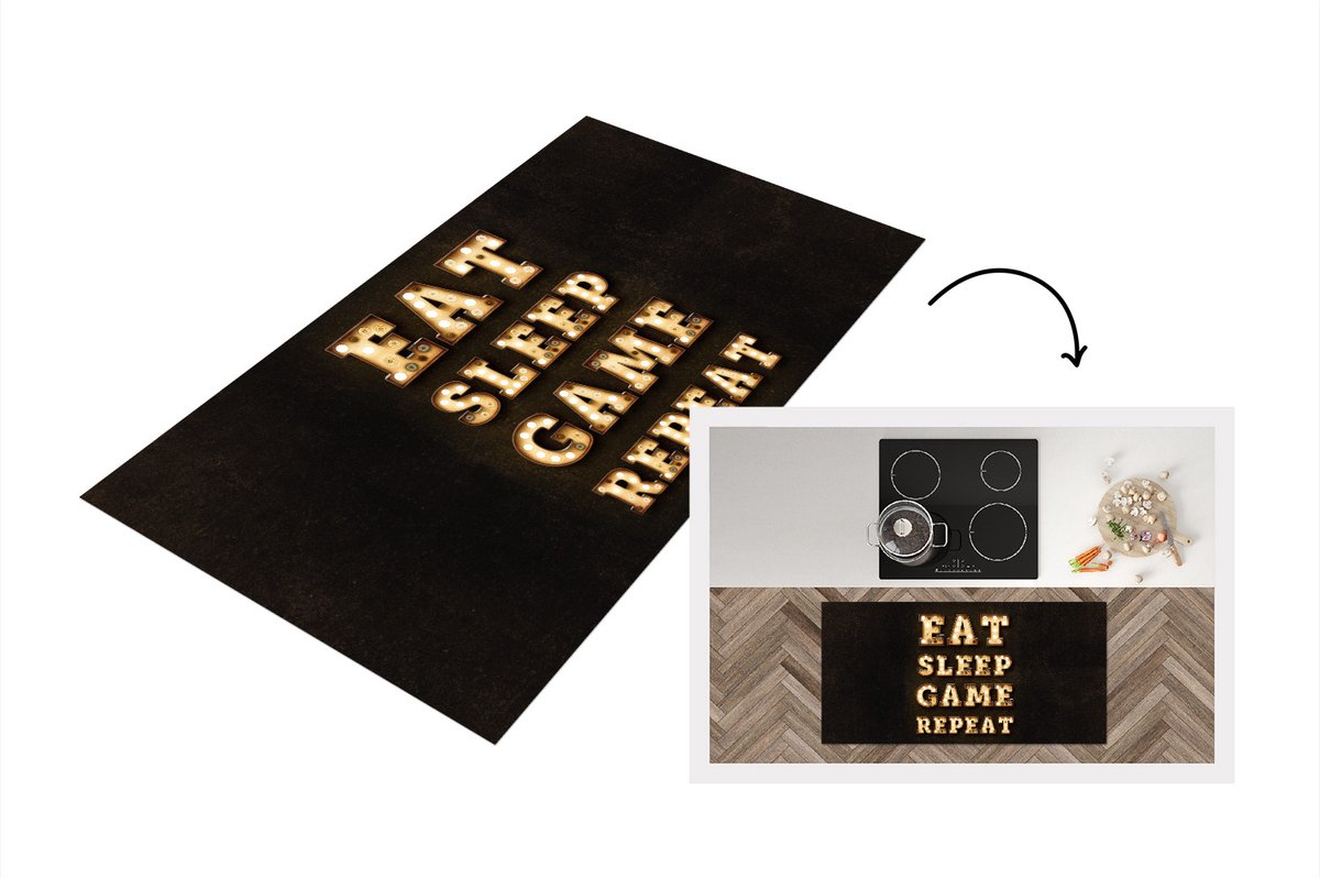 KitchenYeah Keukenloper - Loper keuken - Gaming - Games - Quote - 120x60 cm - Keukenloper vinyl Multicolor