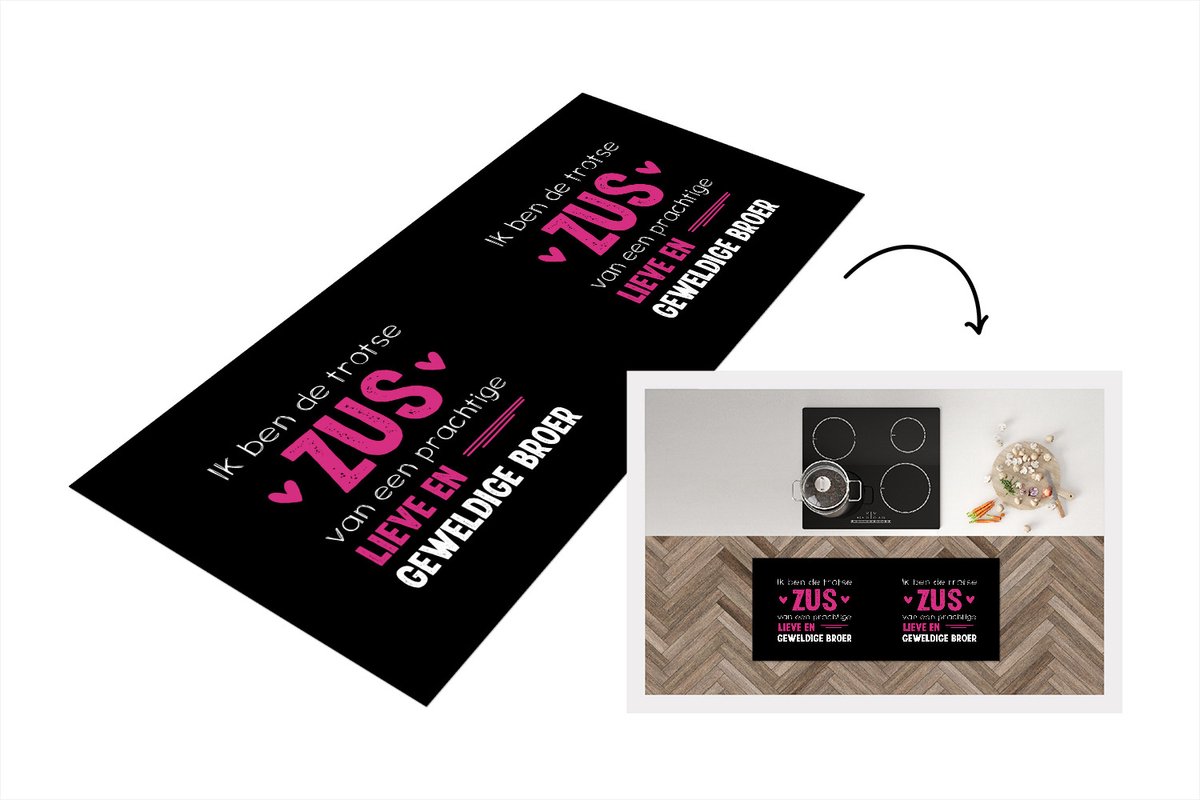 KitchenYeah Keukenloper - Loper keuken - Ik ben de zus - Broer - Quotes - Spreuken - Zus - 120x50 cm - Keukenloper vinyl Multicolor