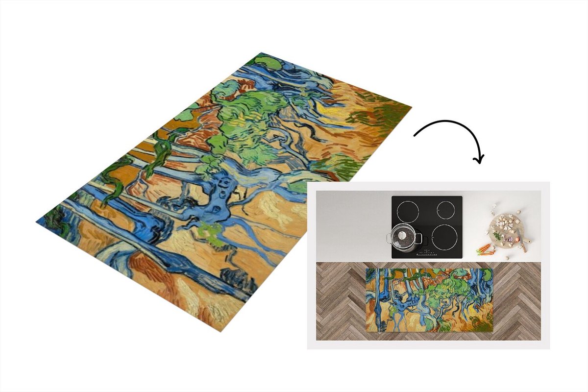 KitchenYeah Keukenloper - Loper keuken - Boomwortels - Vincent van Gogh - 120x60 cm - Keukenloper vinyl Multicolor