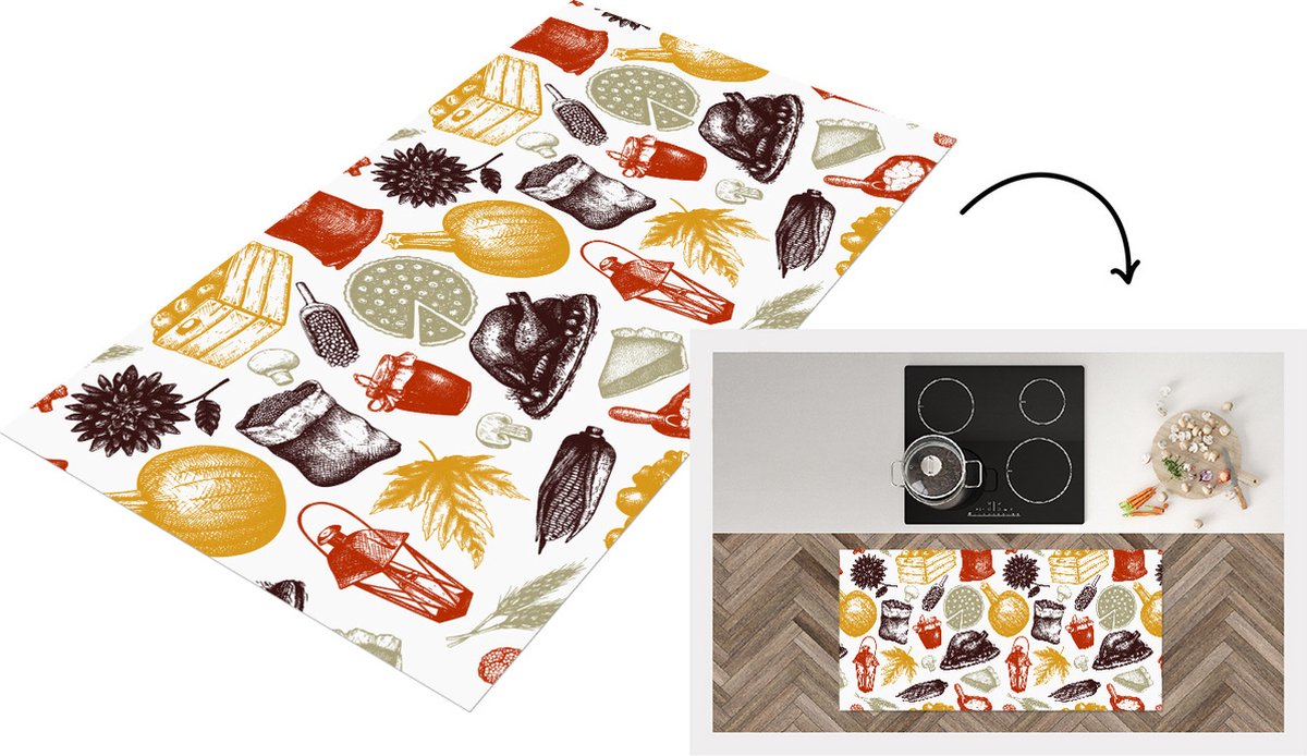 KitchenYeah Keukenloper - Loper keuken - Thanksgiving - Patronen - Dinner - Keukenloper vinyl multicolor, foto 7