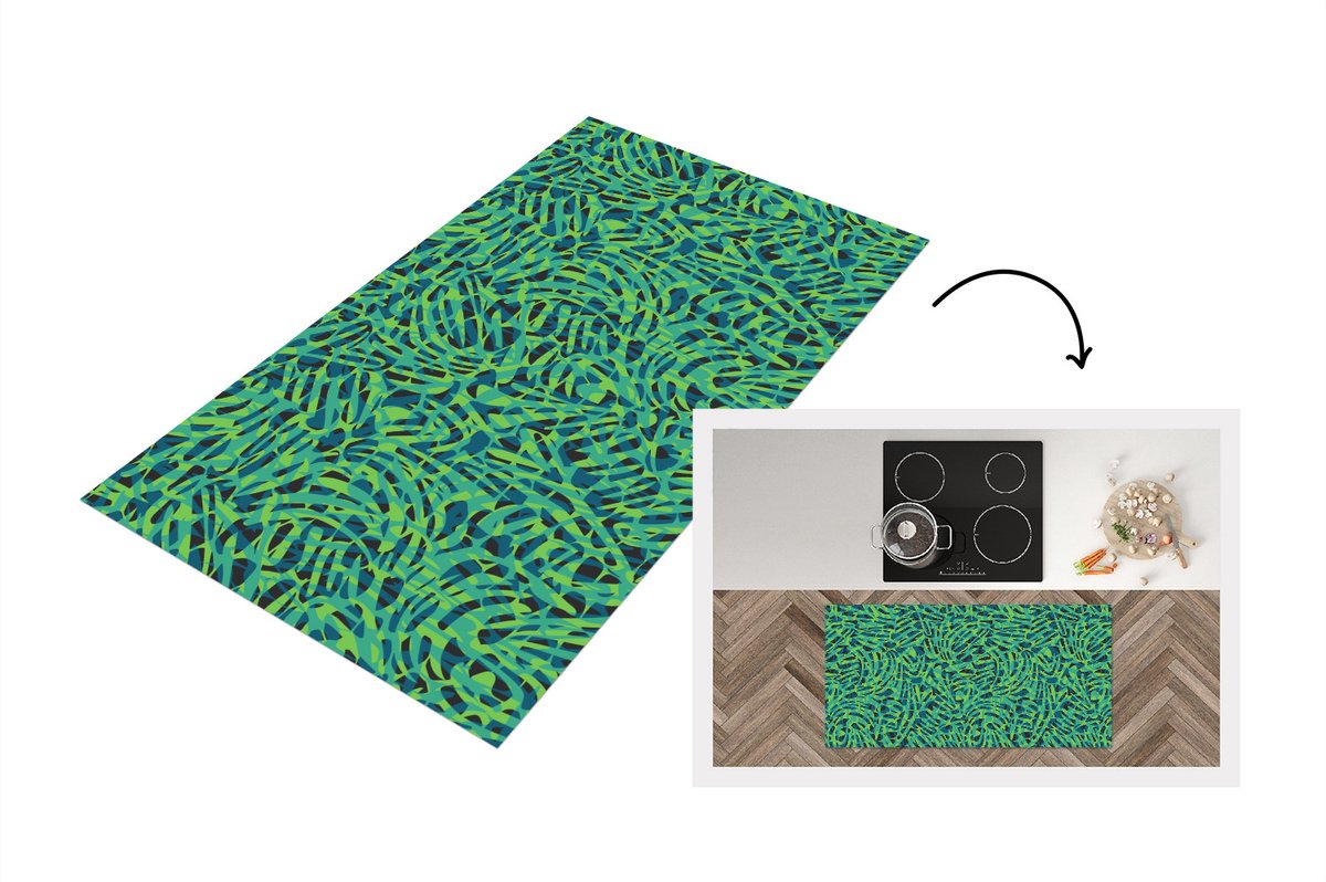 KitchenYeah Keukenloper - Loper keuken - Jungle - Dieren - Patroon - 120x60 cm - Keukenloper vinyl Multicolor