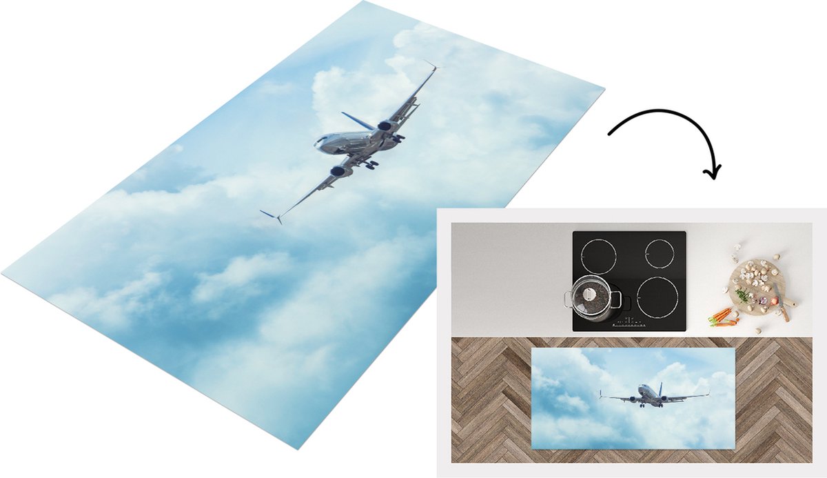 KitchenYeah Keukenloper - Loper keuken - Een vliegtuig in de lucht - 120x60 cm - Keukenloper vinyl Multicolor
