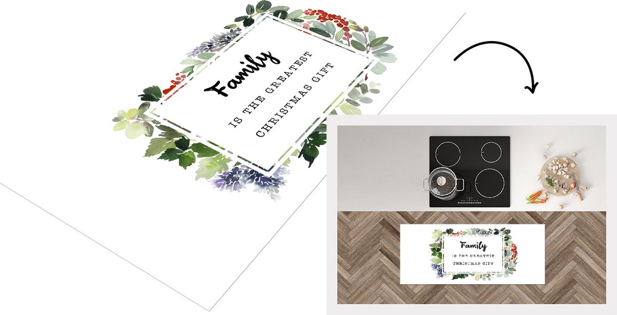 KitchenYeah Keukenloper - Loper keuken - Kerst - Quote -Familie - 120x50 cm - Keukenloper vinyl Multicolor