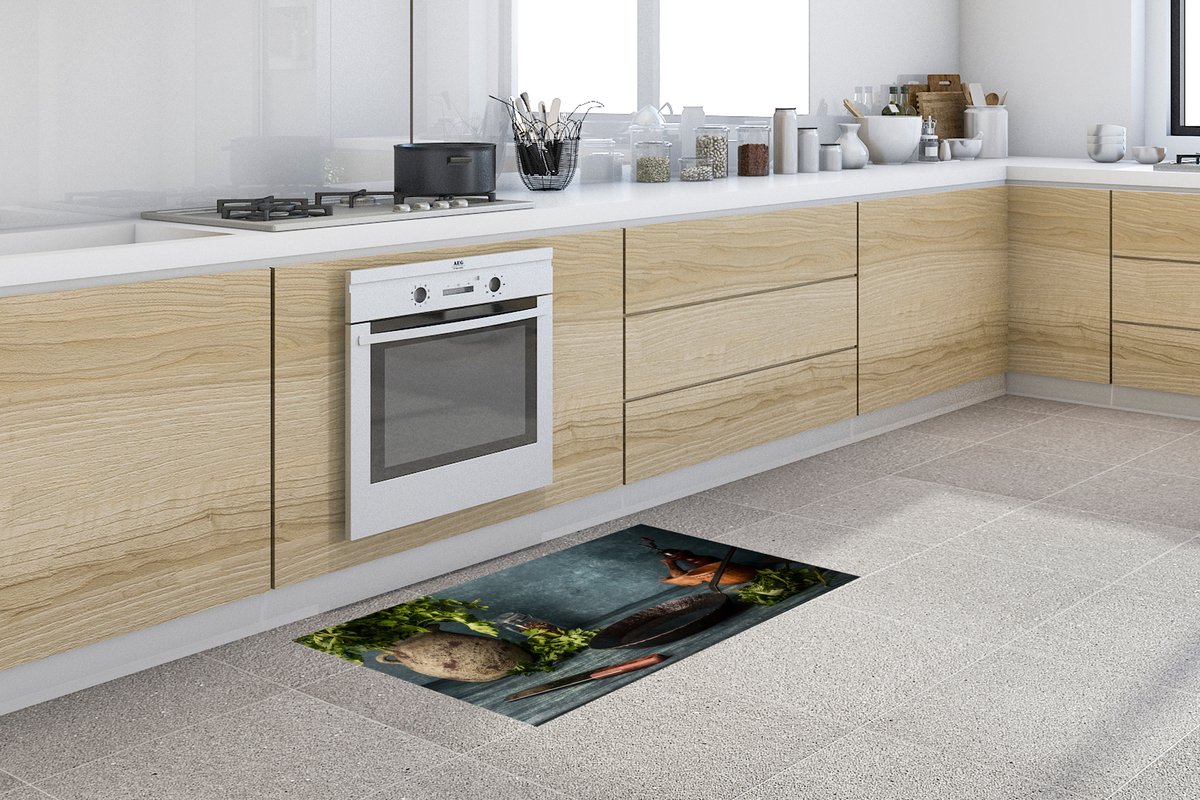 KitchenYeah Keukenloper - Loper keuken - Rustieke tafel in de keuken - Keukenloper vinyl, foto 2