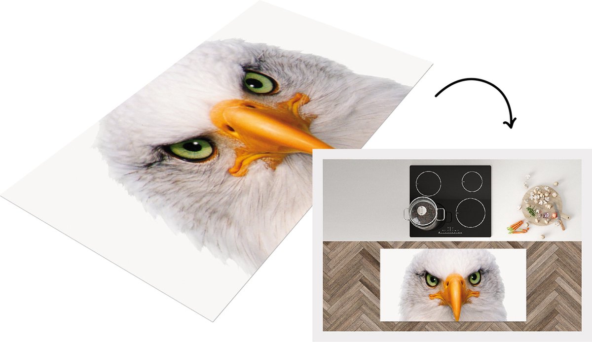 KitchenYeah Keukenloper - Loper keuken - Jongenkamer - Adelaar - Amerikaanse zeearend - Portret - Snavel - Ogen - Slaapkamer - Vogel - 120x60 cm - Keukenloper vinyl Multicolor