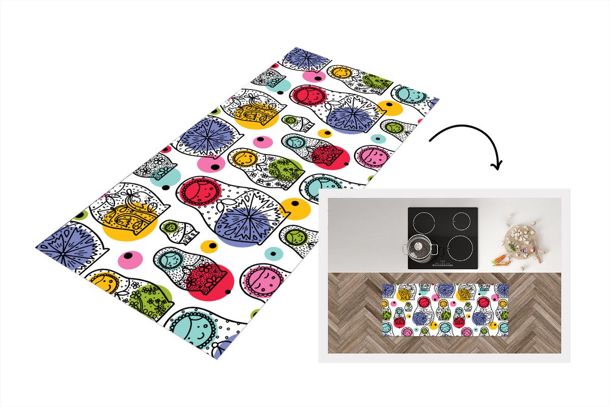 KitchenYeah Keukenloper - Loper keuken - Matroesjka - Patronen - Baby - Keukenloper vinyl Multicolor