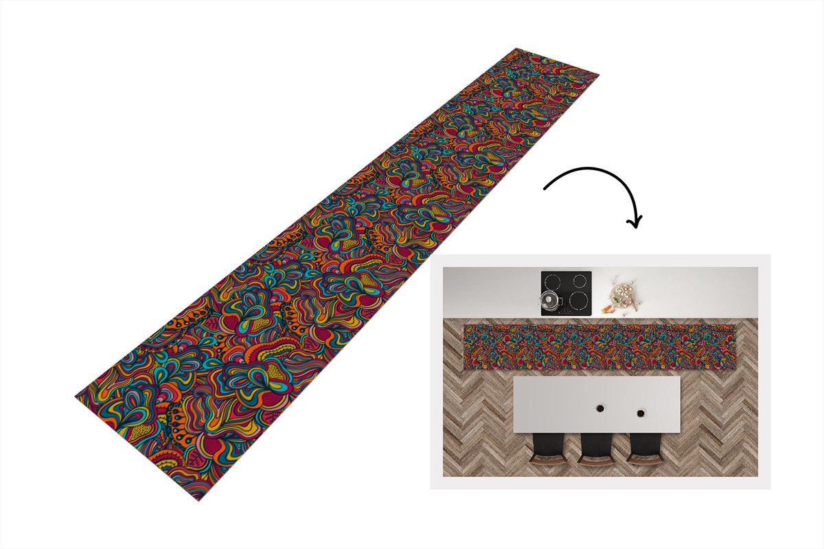 KitchenYeah Keukenloper - Loper keuken - Boho - Patronen - Abstract - Flora - Keukenloper vinyl multicolor, foto 3