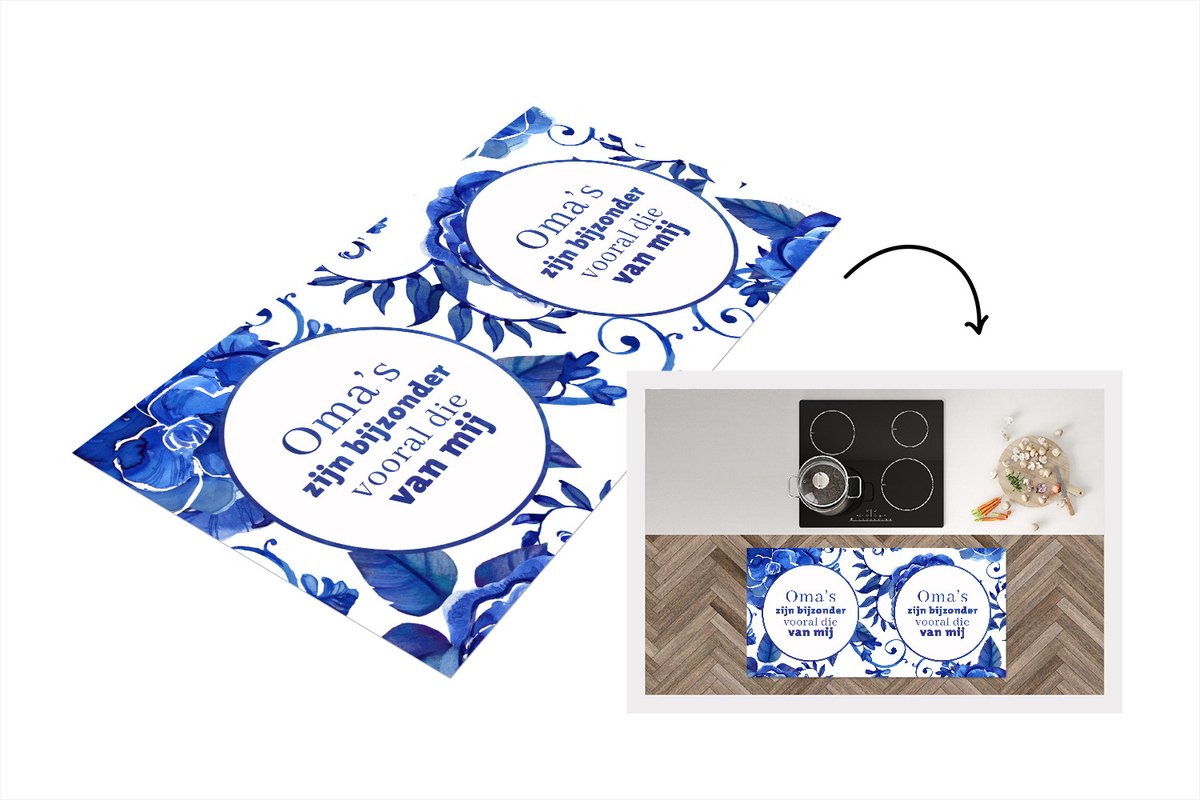 KitchenYeah Keukenloper - Loper keuken - Quotes - Bloemen - 'Oma's zijn bijzonder vooral die van mij' - Spreuken - 120x60 cm - Keukenloper vinyl Multicolor