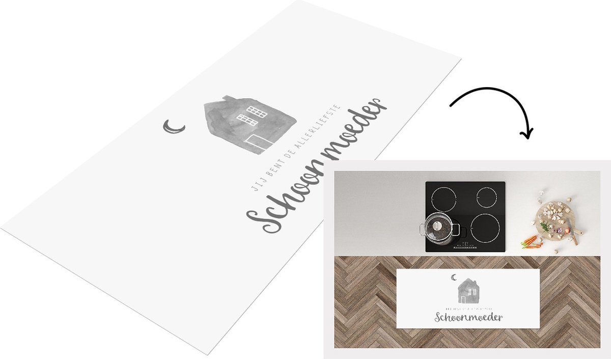 KitchenYeah Keukenloper - Loper keuken - Mama - Schoonmoeder - Moederdag cadeautje - Spreuken - zwart wit - 120x50 cm - Keukenloper vinyl Zwart; Wit