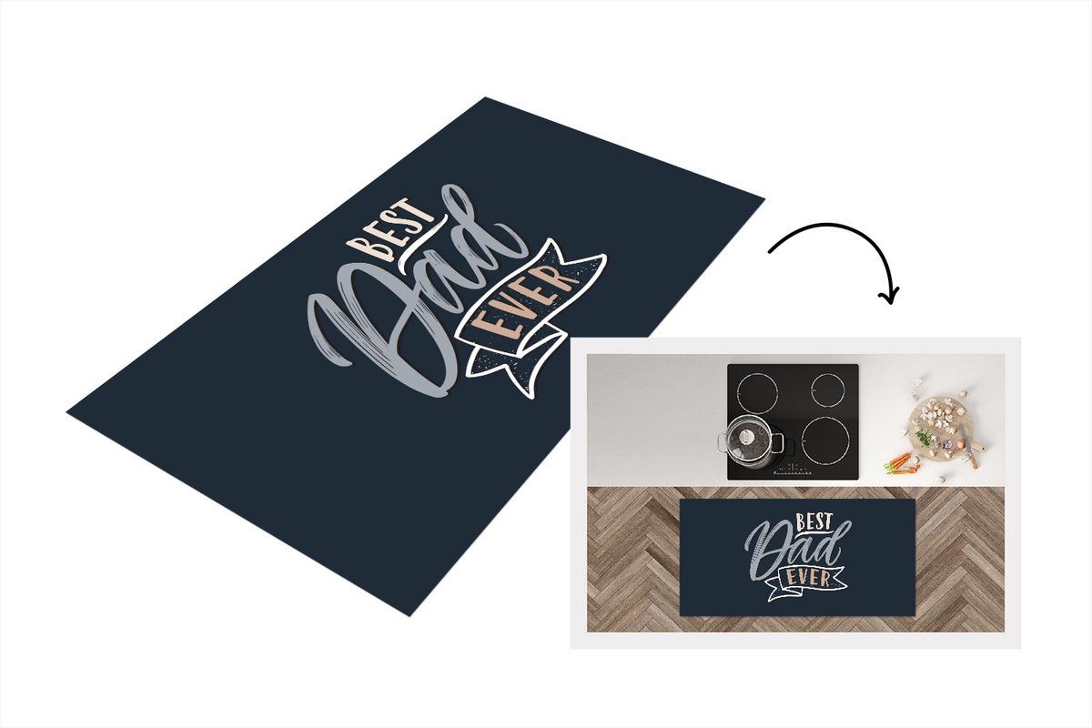 KitchenYeah Keukenloper - Loper keuken - Quotes - Papa - Best dad ever - Spreuken - 120x60 cm - Keukenloper vinyl Multicolor